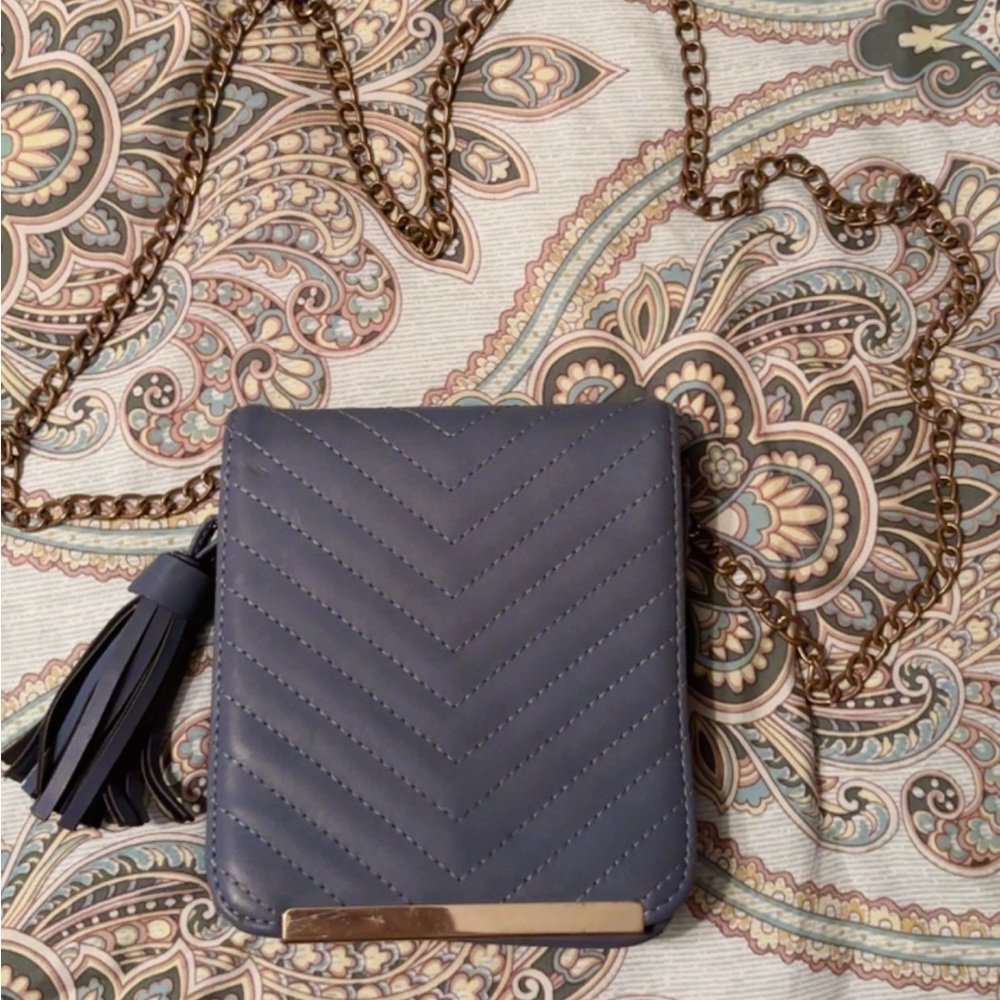 Chevron Quilted Crossbody Bag with Tassel